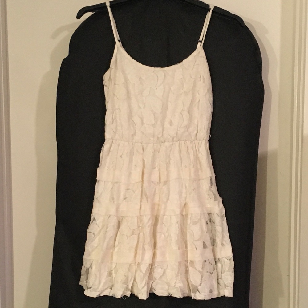 White Lace Spaghetti Strap Dress